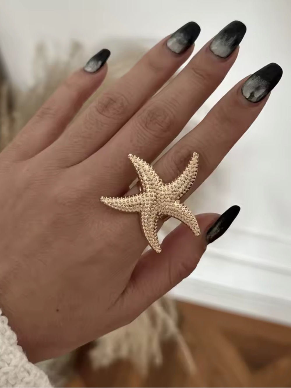 Gold Coastal Starfish Adjustable Ring